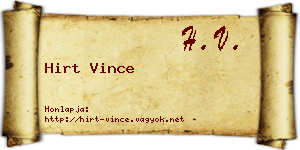 Hirt Vince névjegykártya